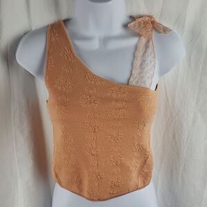 Zara Kids 11-12 Peach Asymmetrical One Shoulder Cropped Top
